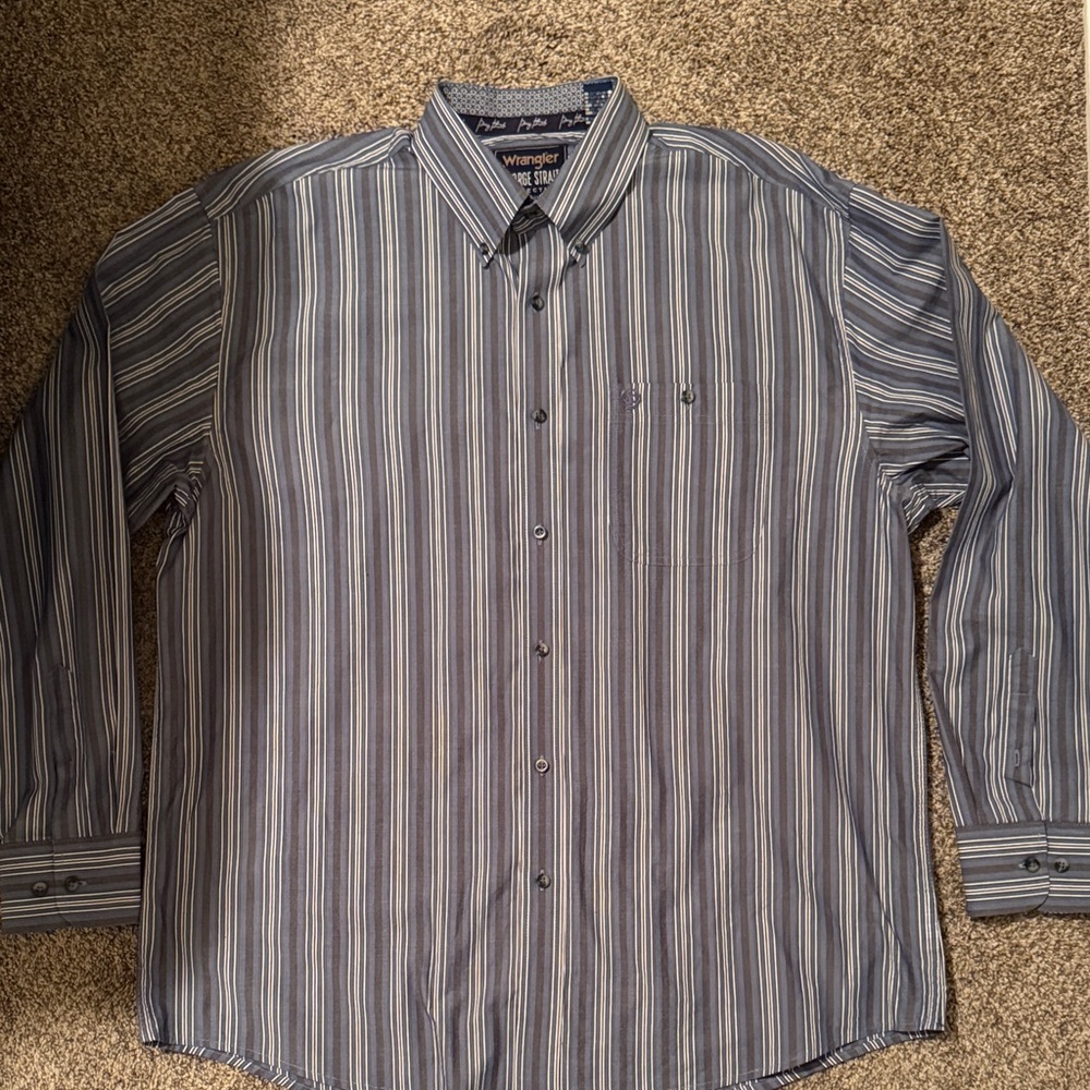 Wrangler George‎ Straight Men's XL Button Down Long Sleeve Western Stripe Shirt